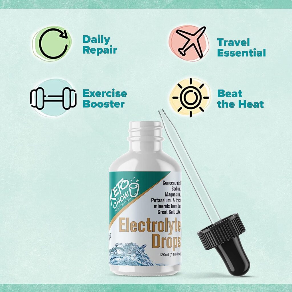 Keto Chow Electrolytes | Electrolyte Hydration Drops Supplement | Sodium, Magnesium, Potassium  Trace Minerals | Unflavored Drink Mix Perfect for Keto Diet and Intermittent Fasting | Sugar Free