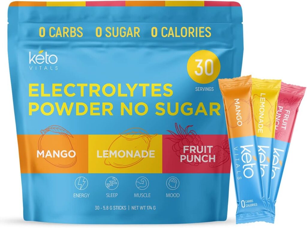 Keto Vitals Original Electrolyte Powder Stick Packs | Keto Friendly Electrolyte Travel Packets | Variety Individual Packets | Energy Drink Mix | Zero Calorie Zero Carb (Original Assorted, 30 Count)