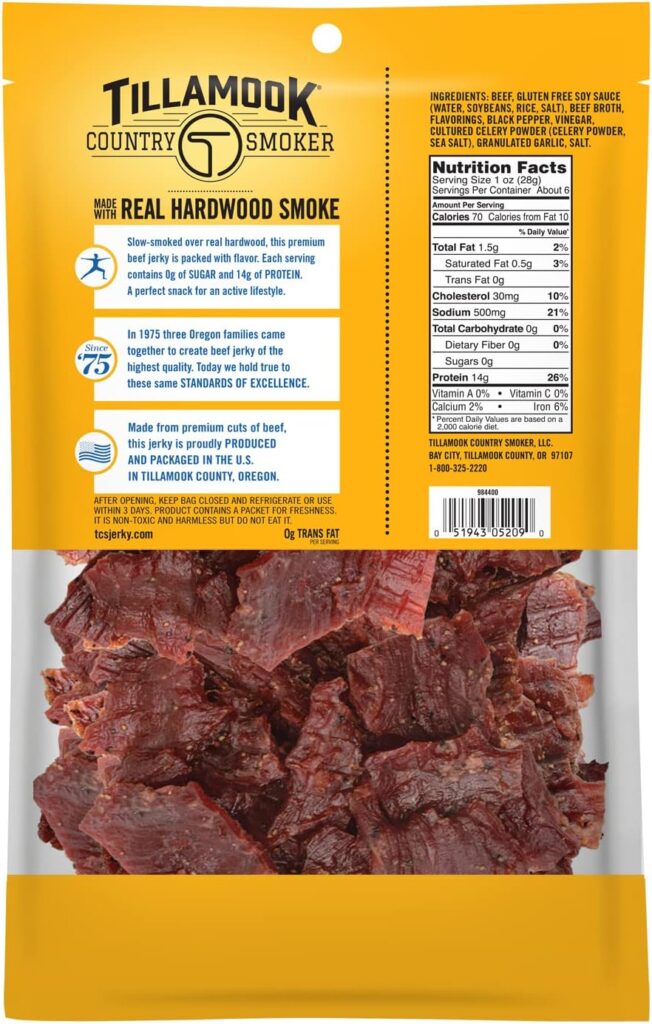 Tillamook Country Smoker Keto Friendly Zero Sugar Beef Jerky, Teriyaki, 6.5 Ounce