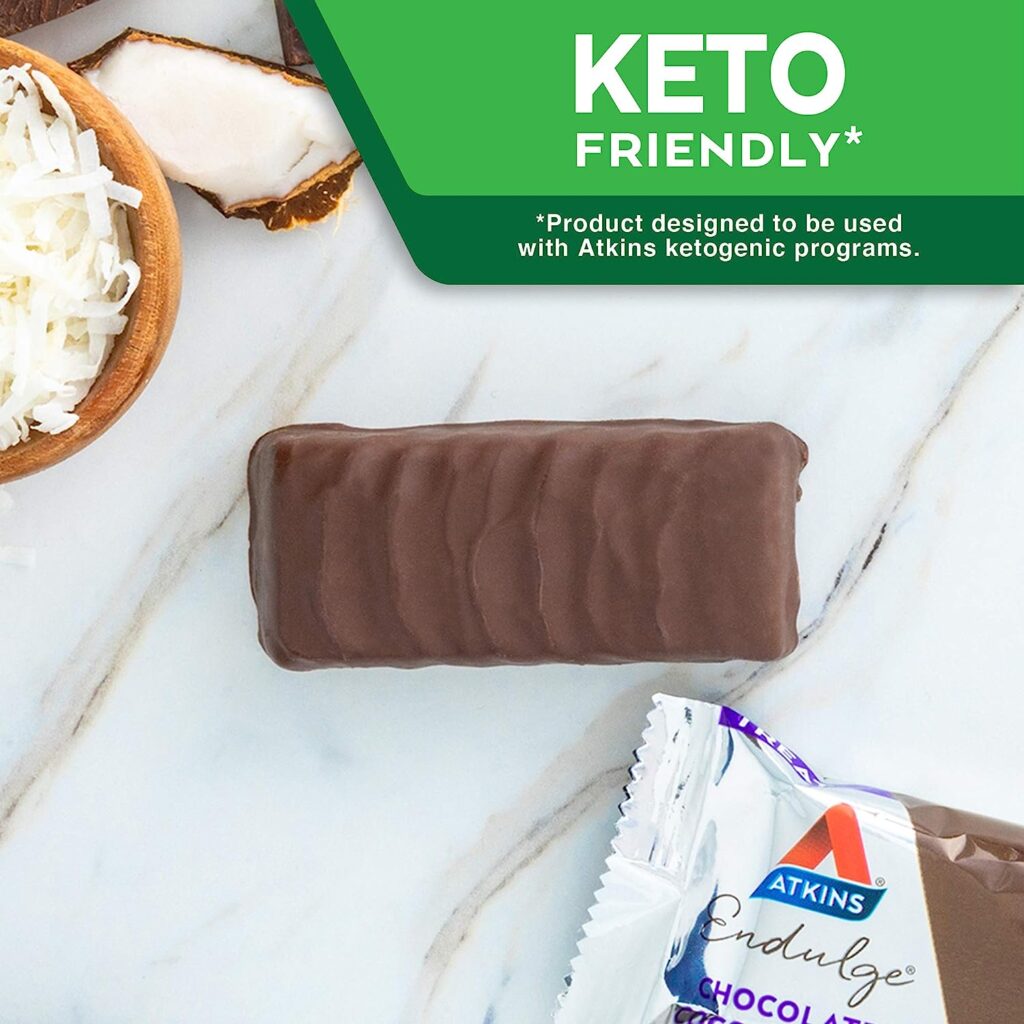 Atkins Endulge, Chocolate Coconut Bar, Keto Friendly, 1.41 Oz, 5 Ct