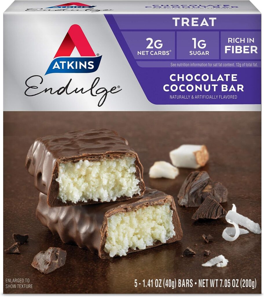 Atkins Endulge, Chocolate Coconut Bar, Keto Friendly, 1.41 Oz, 5 Ct