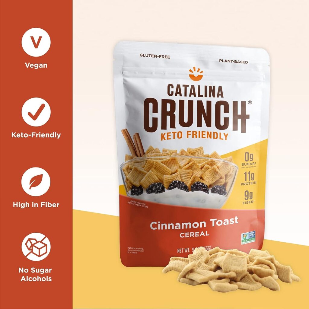 Catalina Crunch Keto Cereal Variety Pack Cinnamon Toast  Maple Waffle (2 Flavors), 4 bags, | Low Carb, Zero Sugar, Gluten  Grain Free, Fiber | Keto Snacks, Vegan Snacks, Protein Snacks | Breakfast Protein Cereal | Keto Friendly Foods