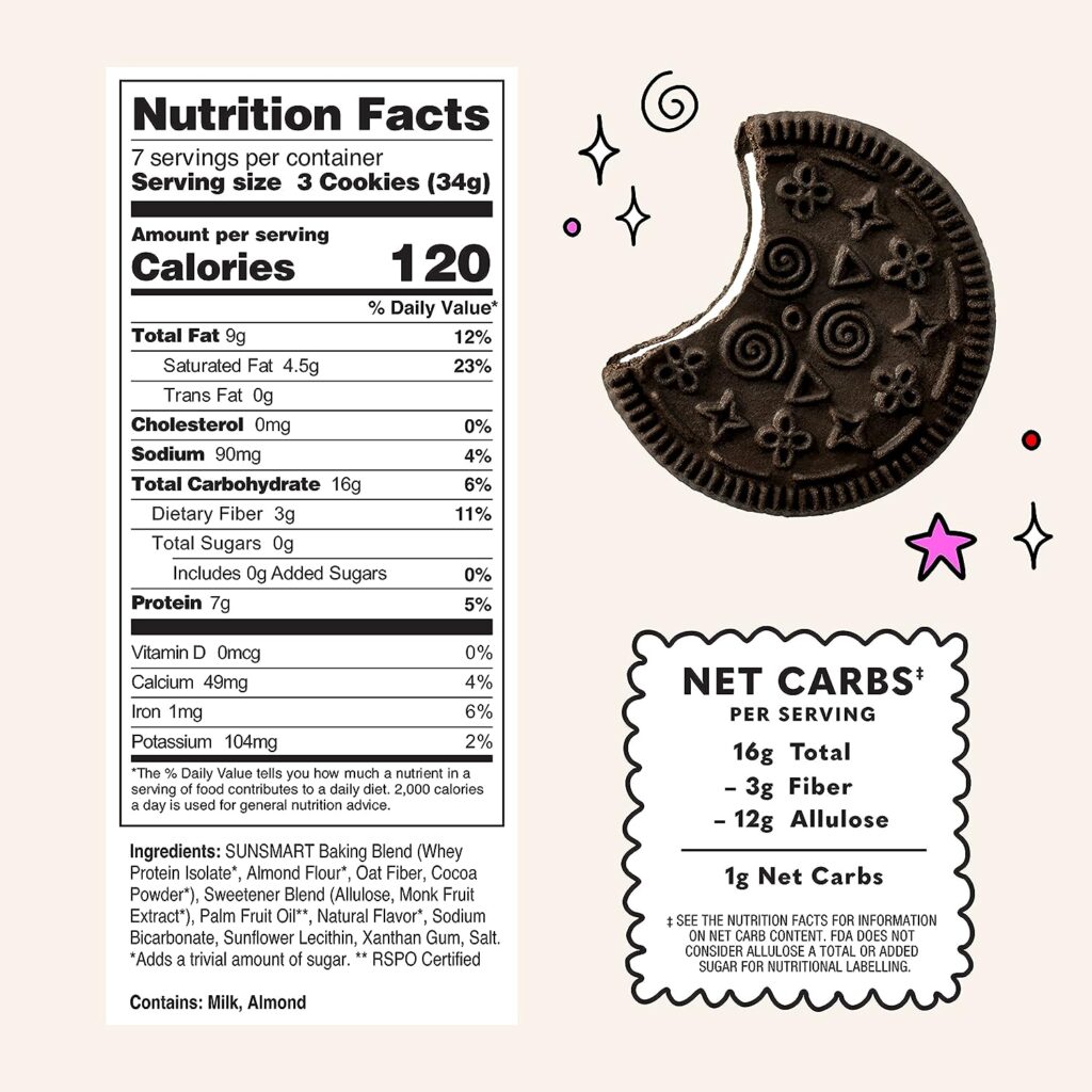 Sundays Zero Sugar Creme Cookies - Vanilla Creme Filled Chocolate Cookies, 7g Protein, 1g Net Carbs, 0g Sugar - Keto  T1D Safe Snacks - No Erythritol, 100% Gluten-Free Ingredients - 2 Boxes, 42 Count