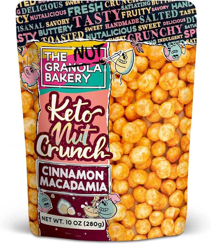 The Nut Bakery Cinnamon Vanilla Macadamia Keto Snacks | Sugar Alcohol Free | Low Carb Nuts, 10 Ounces