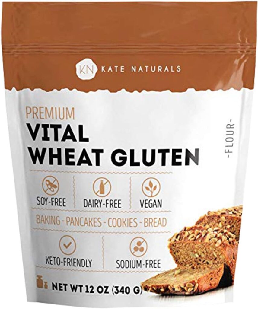 Vital Wheat Gluten for Bread Making, Baking  Seitan (12oz) - Kate Naturals. Natural Powder for Bread Machine. Non-GMO, High Protein Flour, Low Carb Bread for Vegan Gluten  Keto