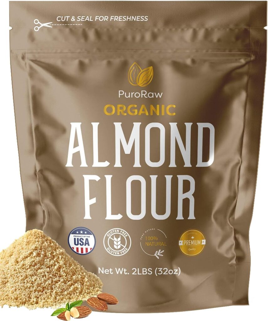 Almond Flour, 2lb, Blanched Almond Flour for Baking, Fine Almond Flour Keto, Almond Powder, Keto Flour, Almond Meal, Gluten Free Flour, Non-GMO, Batch Tested, 2 Pounds, By PuroRaw.