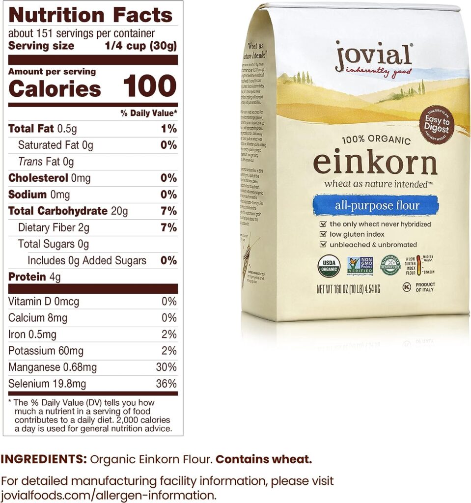 Jovial 100% Organic Einkorn All-Purpose Flour, 10 Pounds